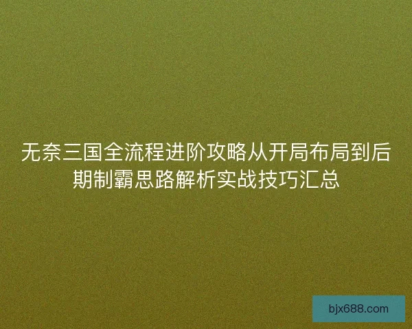 无奈三国全流程进阶攻略从开局布局到后期制霸思路解析实战技巧汇总