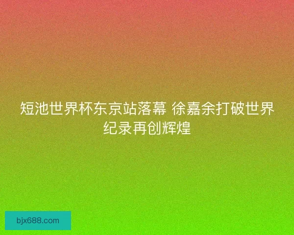 短池世界杯东京站落幕 徐嘉余打破世界纪录再创辉煌