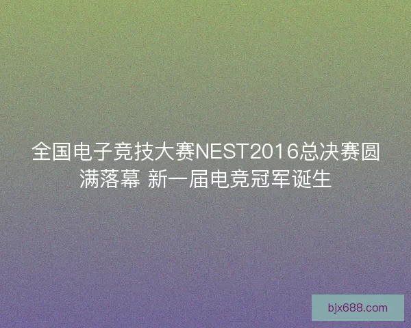 全国电子竞技大赛NEST2016总决赛圆满落幕 新一届电竞冠军诞生